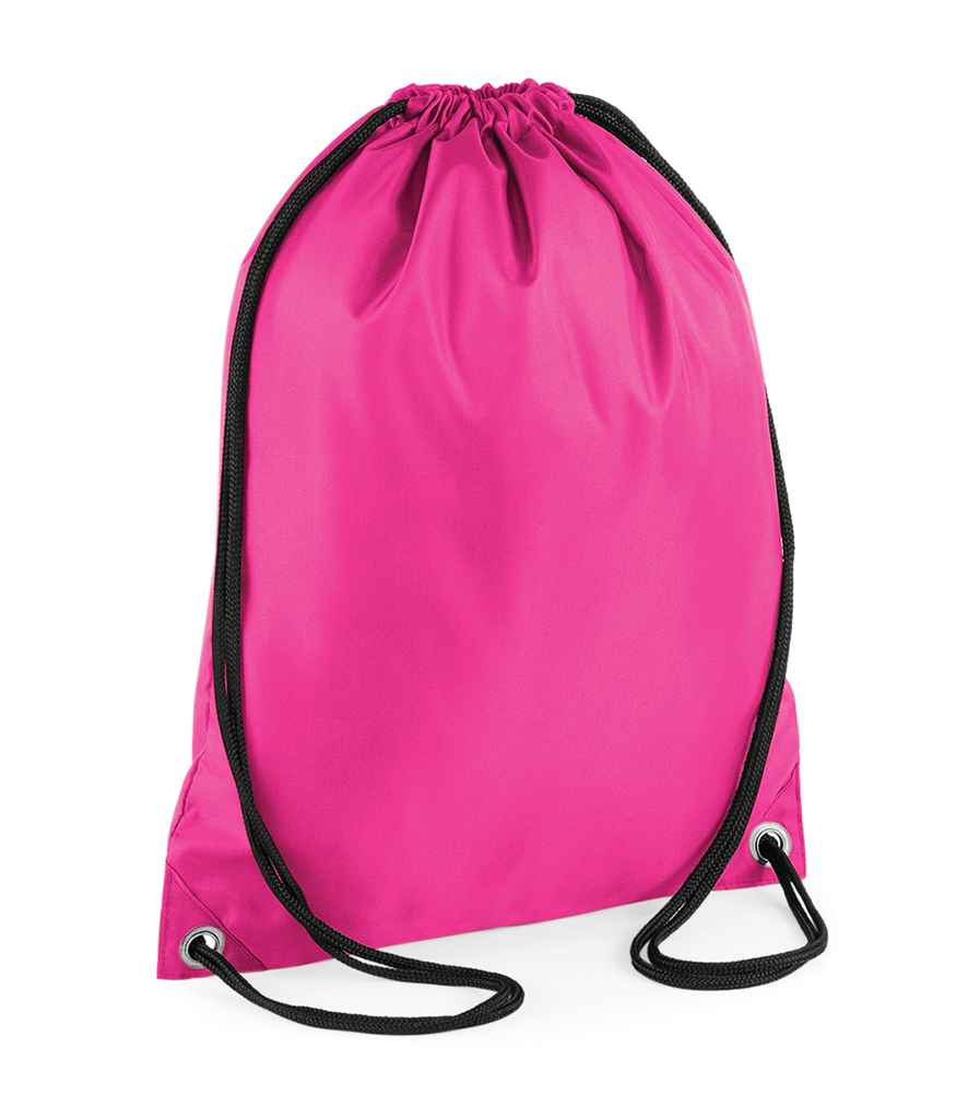 BagBase Budget Gymsac in ONE Fuchsia by Bagbase — Custom branded clothing by Print Press, featuring premium embroidery produced in our specialist print lab in the UK.