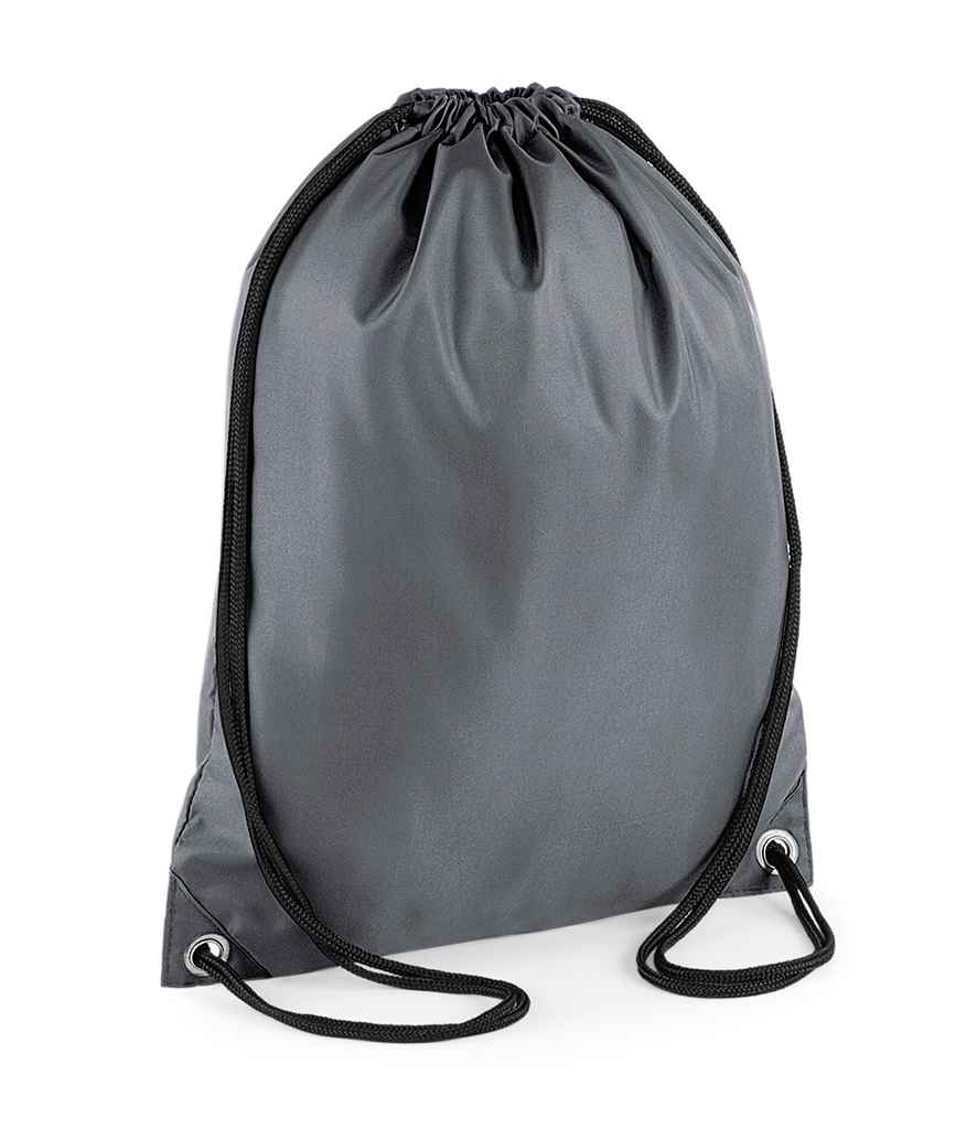 BagBase Budget Gymsac in ONE Graphite Grey by Bagbase — Custom branded clothing by Print Press, featuring premium embroidery produced in our specialist print lab in the UK.