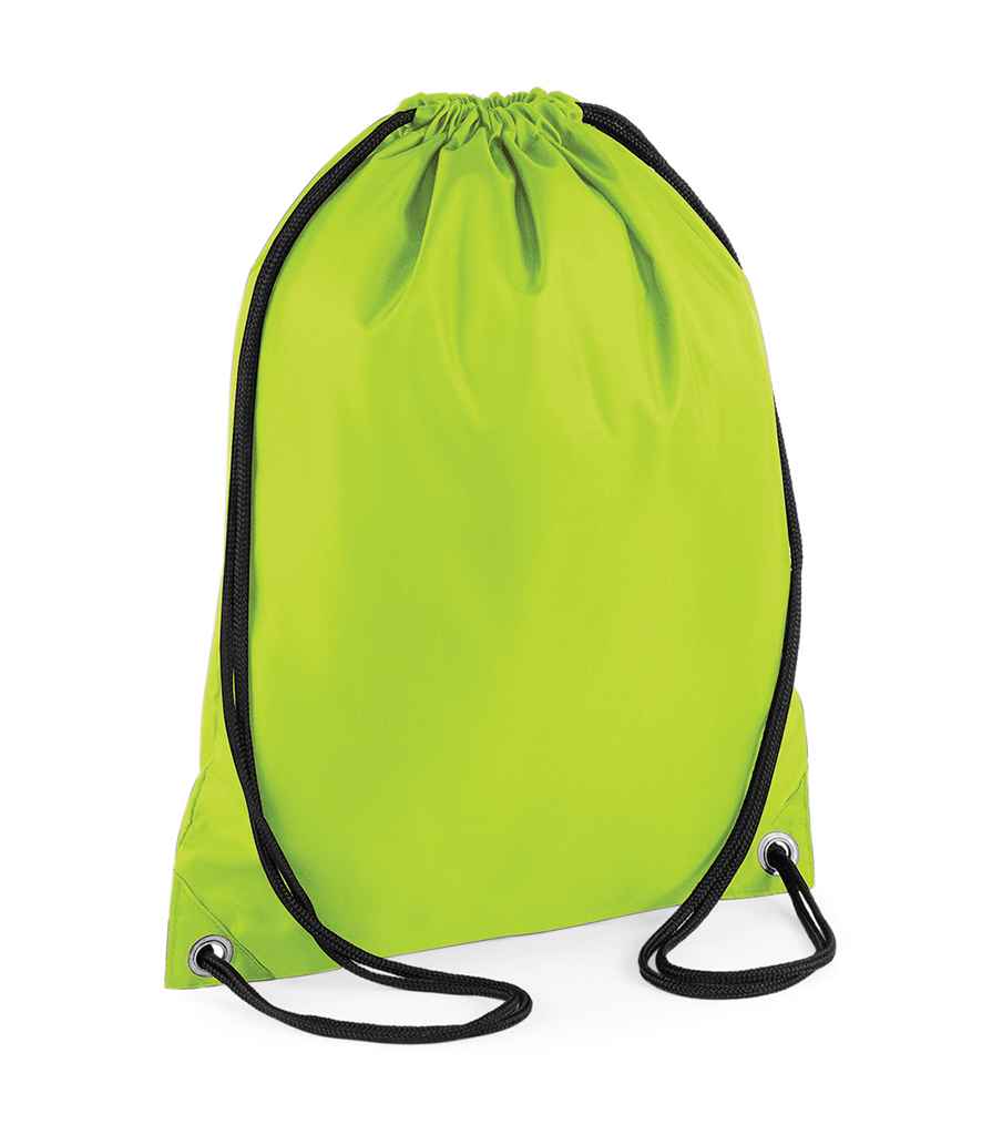 BagBase Budget Gymsac in ONE Lime Green by Bagbase — Custom branded clothing by Print Press, featuring premium embroidery produced in our specialist print lab in the UK.
