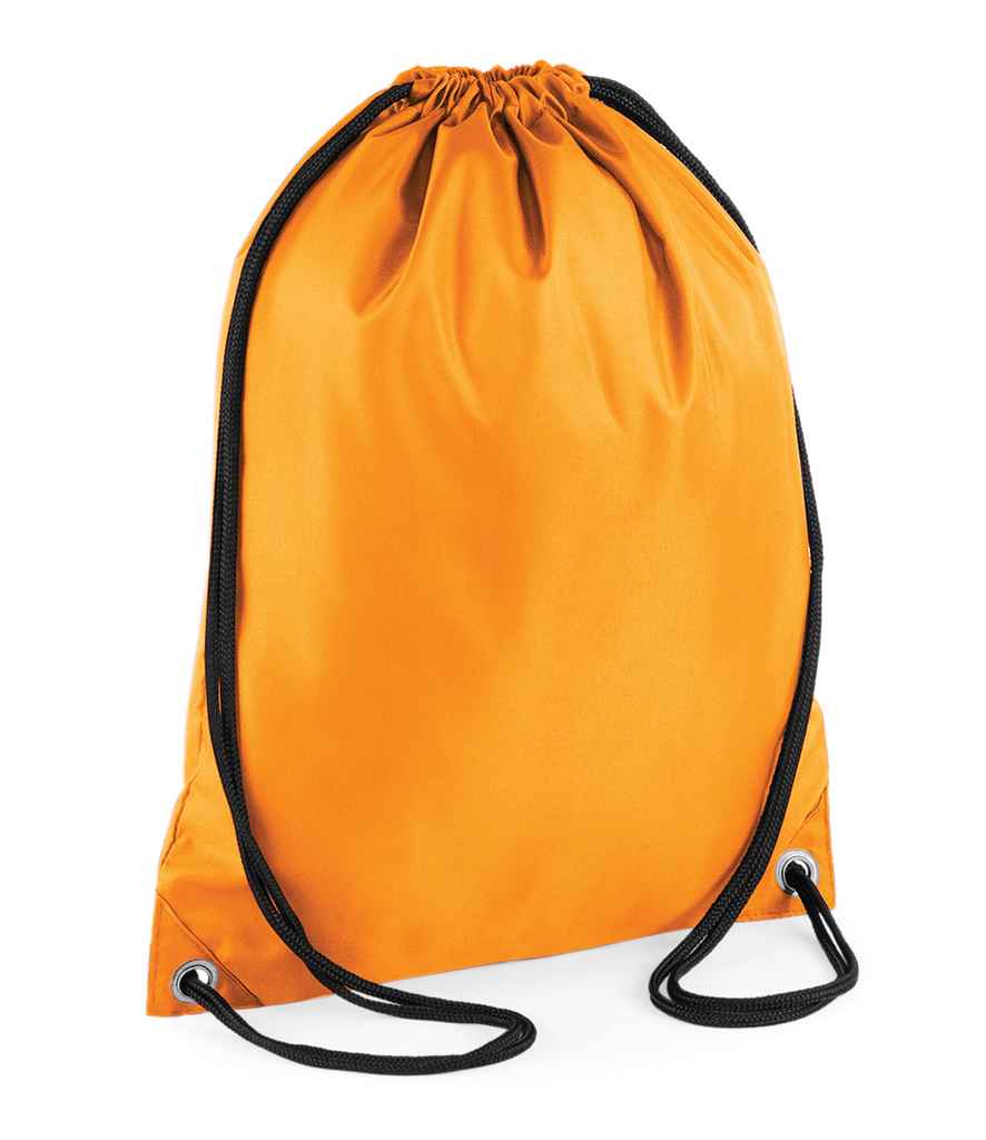 BagBase Budget Gymsac in ONE Orange by Bagbase — Custom branded clothing by Print Press, featuring premium embroidery produced in our specialist print lab in the UK.