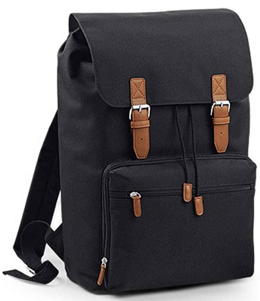 BagBase Vintage Laptop Backpack in ONE Black Brown by Bagbase — Custom branded clothing by Print Press, featuring premium embroidery produced in our specialist print lab in the UK.