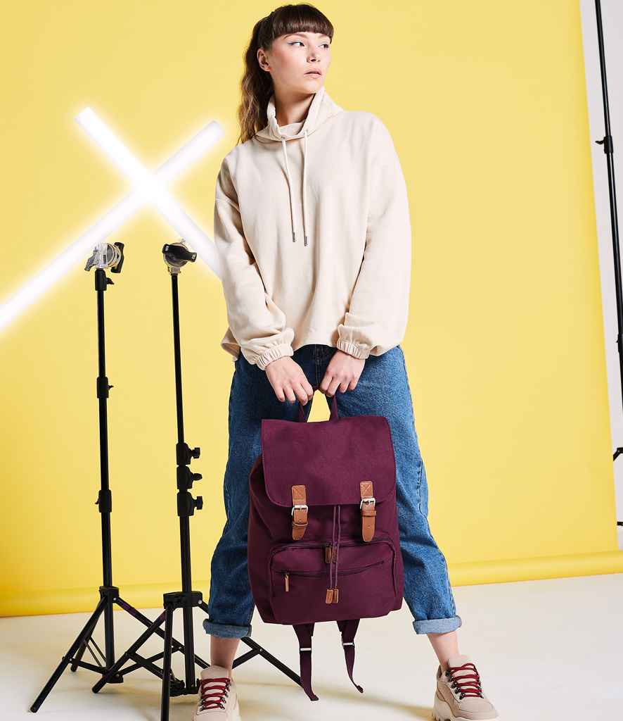 BagBase Vintage Laptop Backpack in ONE Burgundy by Bagbase — Custom branded clothing by Print Press, featuring premium embroidery produced in our specialist print lab in the UK.