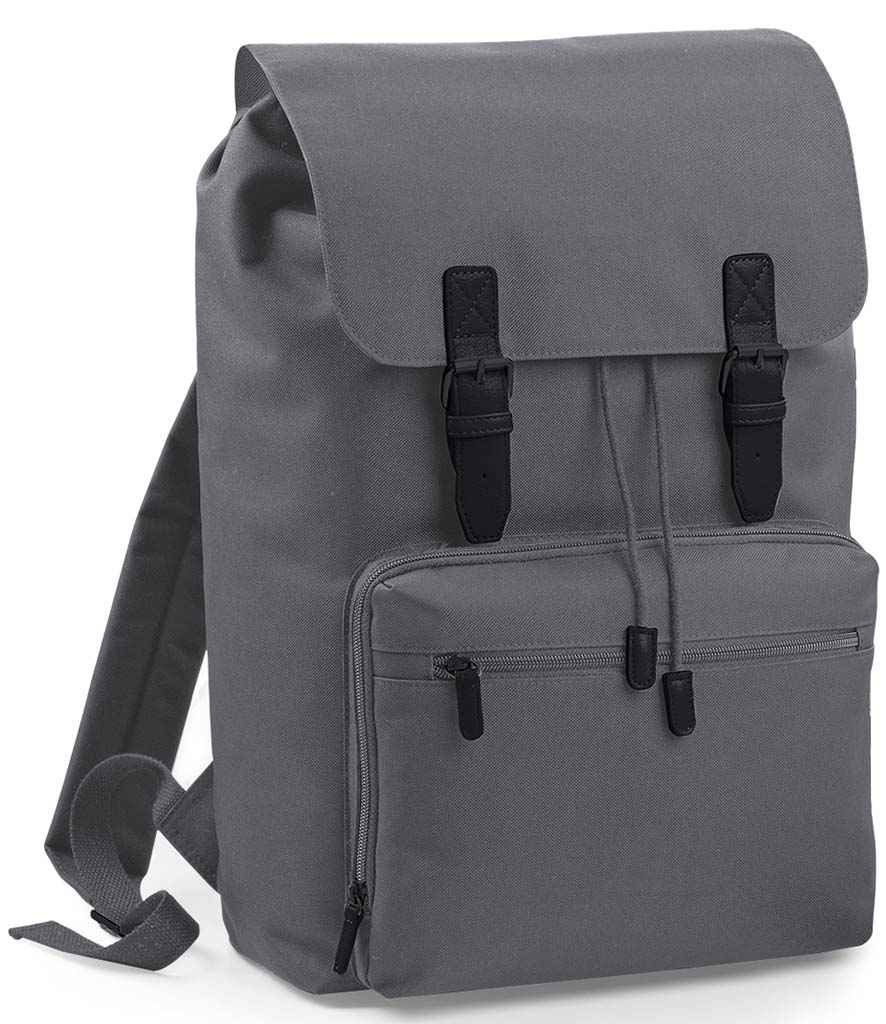 BagBase Vintage Laptop Backpack in ONE Graphite Grey Black by Bagbase — Custom branded clothing by Print Press, featuring premium embroidery produced in our specialist print lab in the UK.