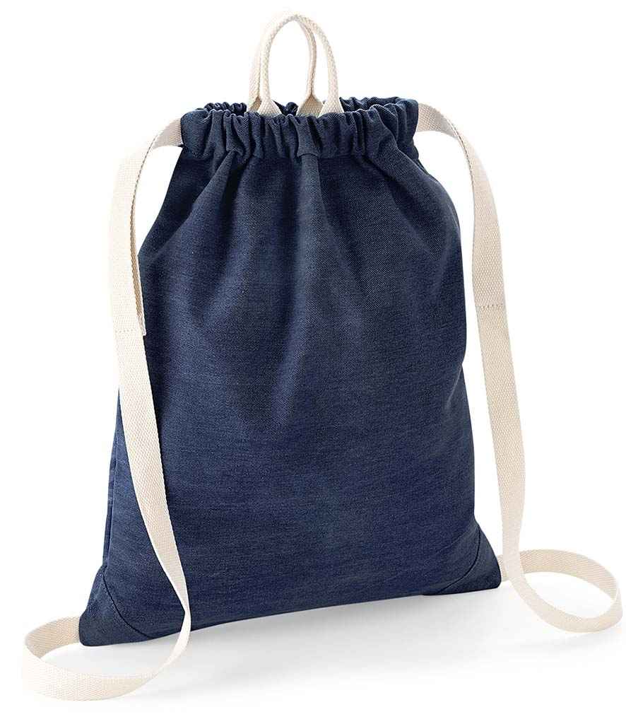 BagBase Denim Gymsac in ONE Denim Blue by Bagbase — Custom branded clothing by Print Press, featuring premium embroidery produced in our specialist print lab in the UK.