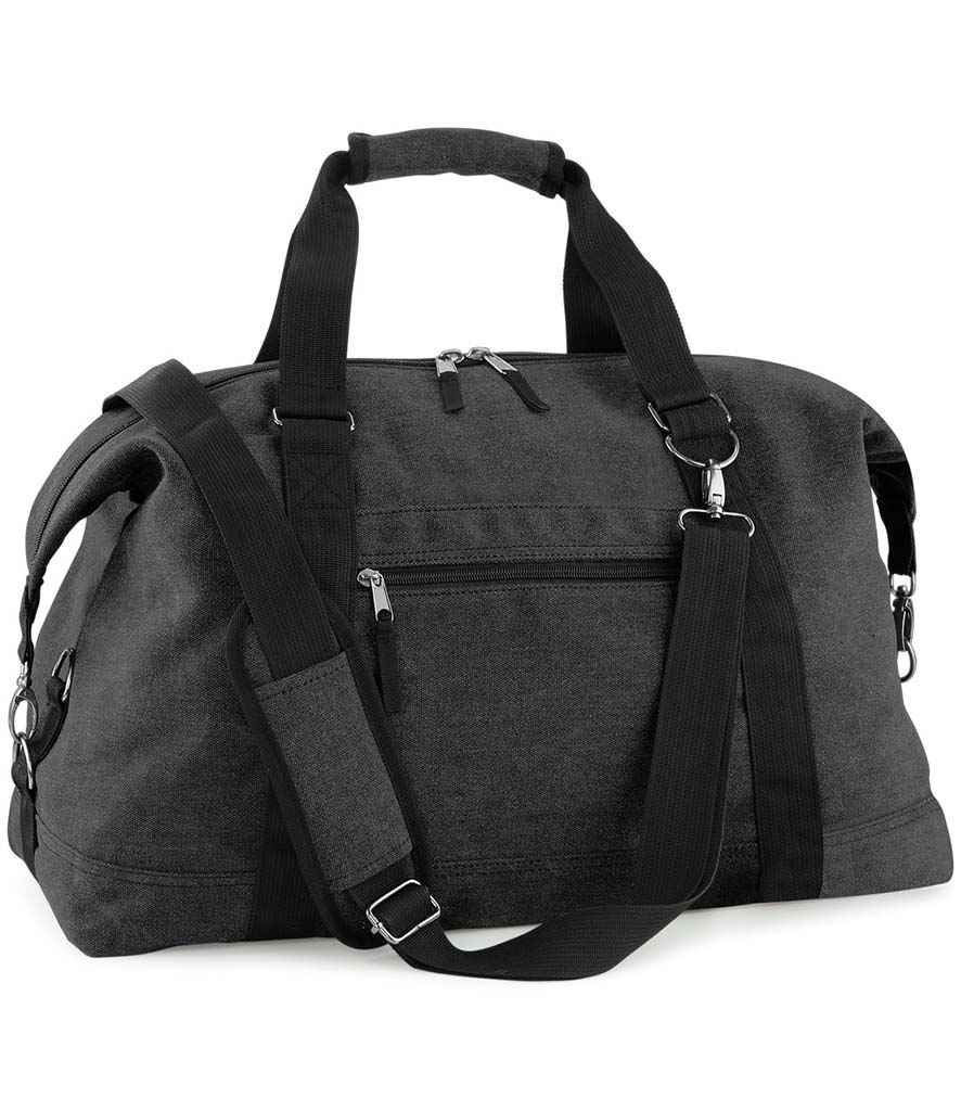 BagBase Vintage Canvas Weekender in ONE Vintage Black by Bagbase — Custom branded clothing by Print Press, featuring premium embroidery produced in our specialist print lab in the UK.