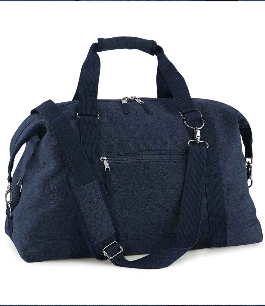 BagBase Vintage Canvas Weekender in ONE Vintage Oxford Navy by Bagbase — Custom branded clothing by Print Press, featuring premium embroidery produced in our specialist print lab in the UK.