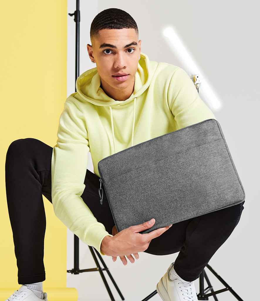 BagBase Essential 15" Laptop Case in ONE Grey Marl by Bagbase — Custom branded clothing by Print Press, featuring premium embroidery produced in our specialist print lab in the UK.