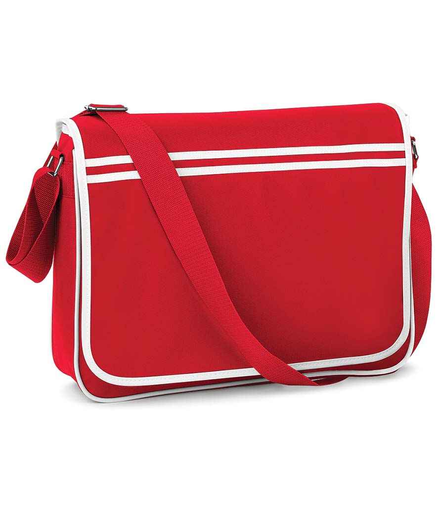 BagBase Retro Messenger in ONE Classic Red White by Bagbase — Custom branded clothing by Print Press, featuring premium embroidery produced in our specialist print lab in the UK.