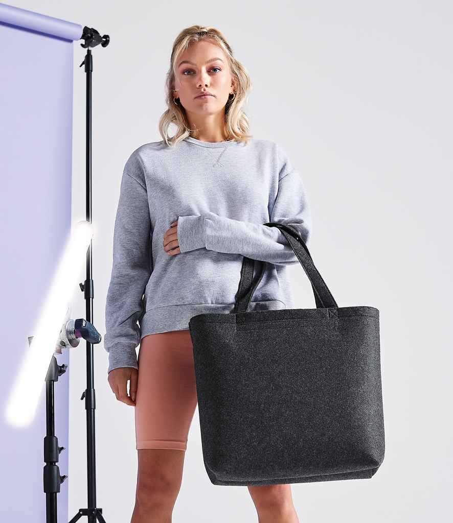 BagBase Felt Shopper in ONE Charcoal Melange by Bagbase — Custom branded clothing by Print Press, featuring premium embroidery produced in our specialist print lab in the UK.