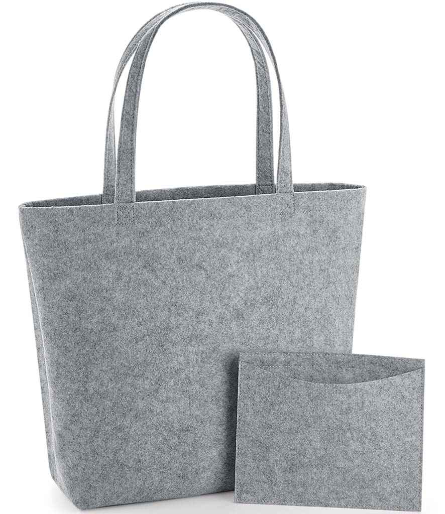 BagBase Felt Shopper in ONE Grey Melange by Bagbase — Custom branded clothing by Print Press, featuring premium embroidery produced in our specialist print lab in the UK.