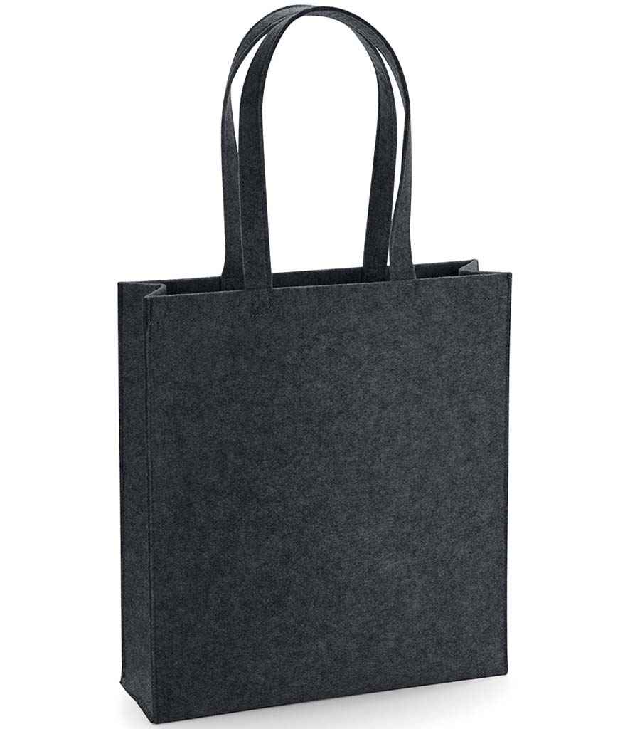 BagBase Felt Tote Bag in ONE Charcoal Melange by Bagbase — Custom branded clothing by Print Press, featuring premium embroidery produced in our specialist print lab in the UK.