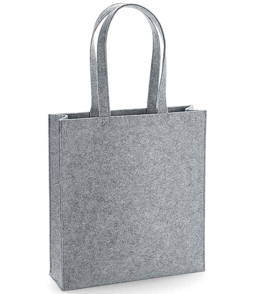 BagBase Felt Tote Bag in ONE Grey Melange by Bagbase — Custom branded clothing by Print Press, featuring premium embroidery produced in our specialist print lab in the UK.