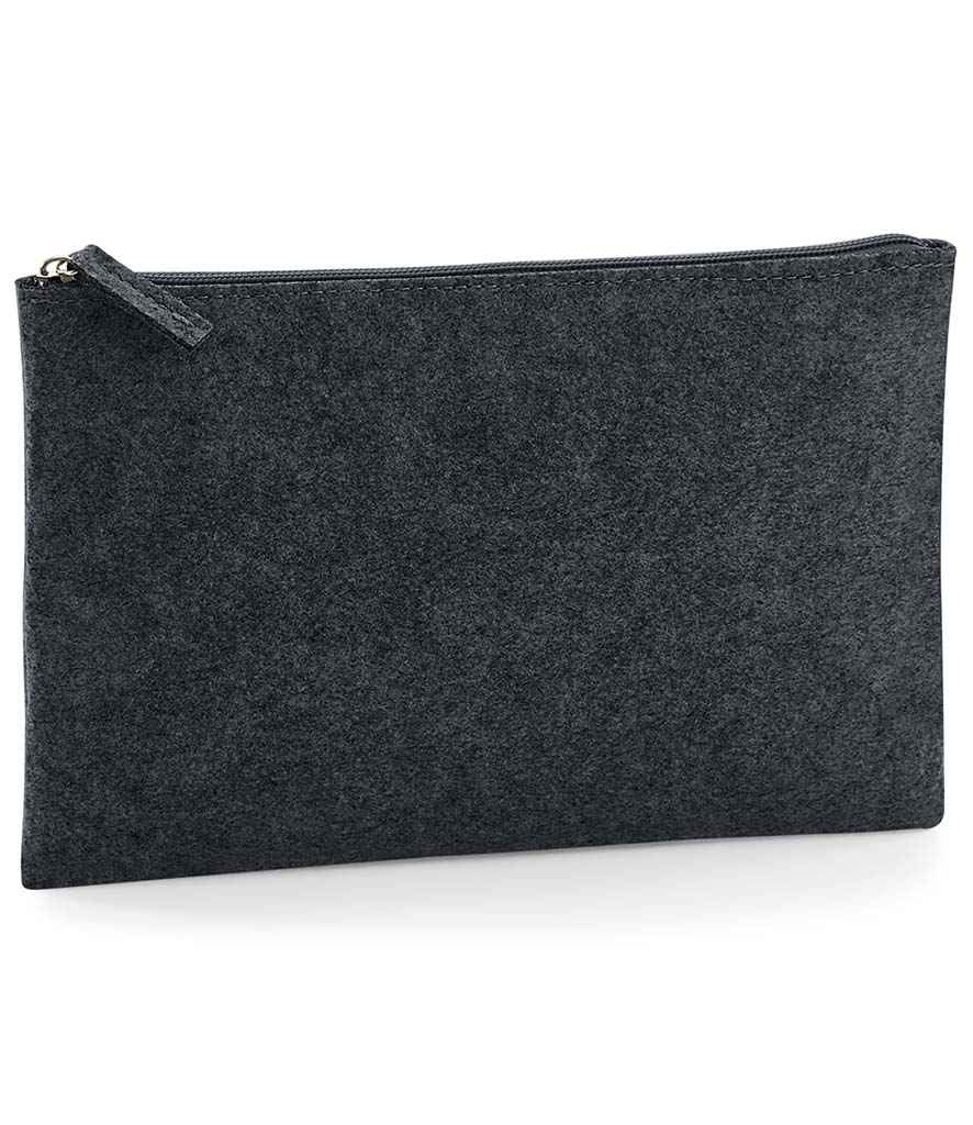 BagBase Felt Accessory Pouch in ONE Charcoal Melange by Bagbase — Custom branded clothing by Print Press, featuring premium embroidery produced in our specialist print lab in the UK.