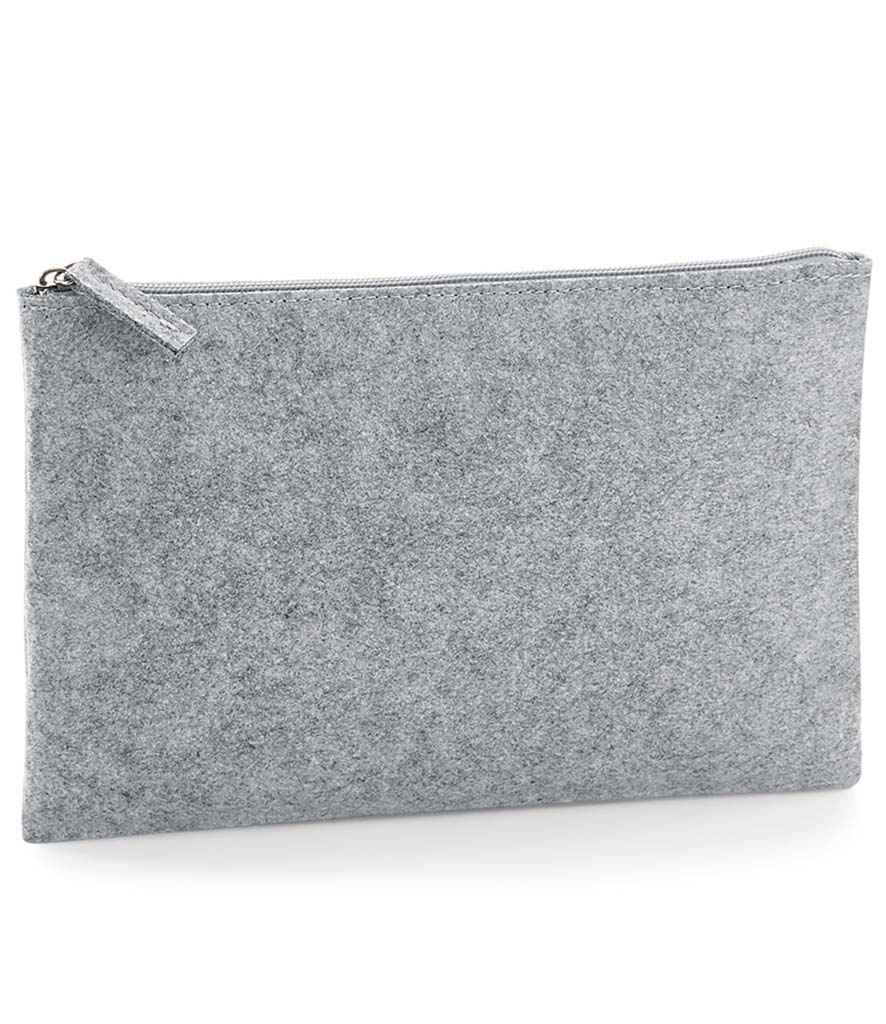 BagBase Felt Accessory Pouch in ONE Grey Melange by Bagbase — Custom branded clothing by Print Press, featuring premium embroidery produced in our specialist print lab in the UK.
