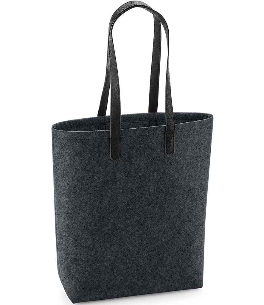 BagBase Premium Felt Tote Bag in ONE Charcoal Melange Black by Bagbase — Custom branded clothing by Print Press, featuring premium embroidery produced in our specialist print lab in the UK.