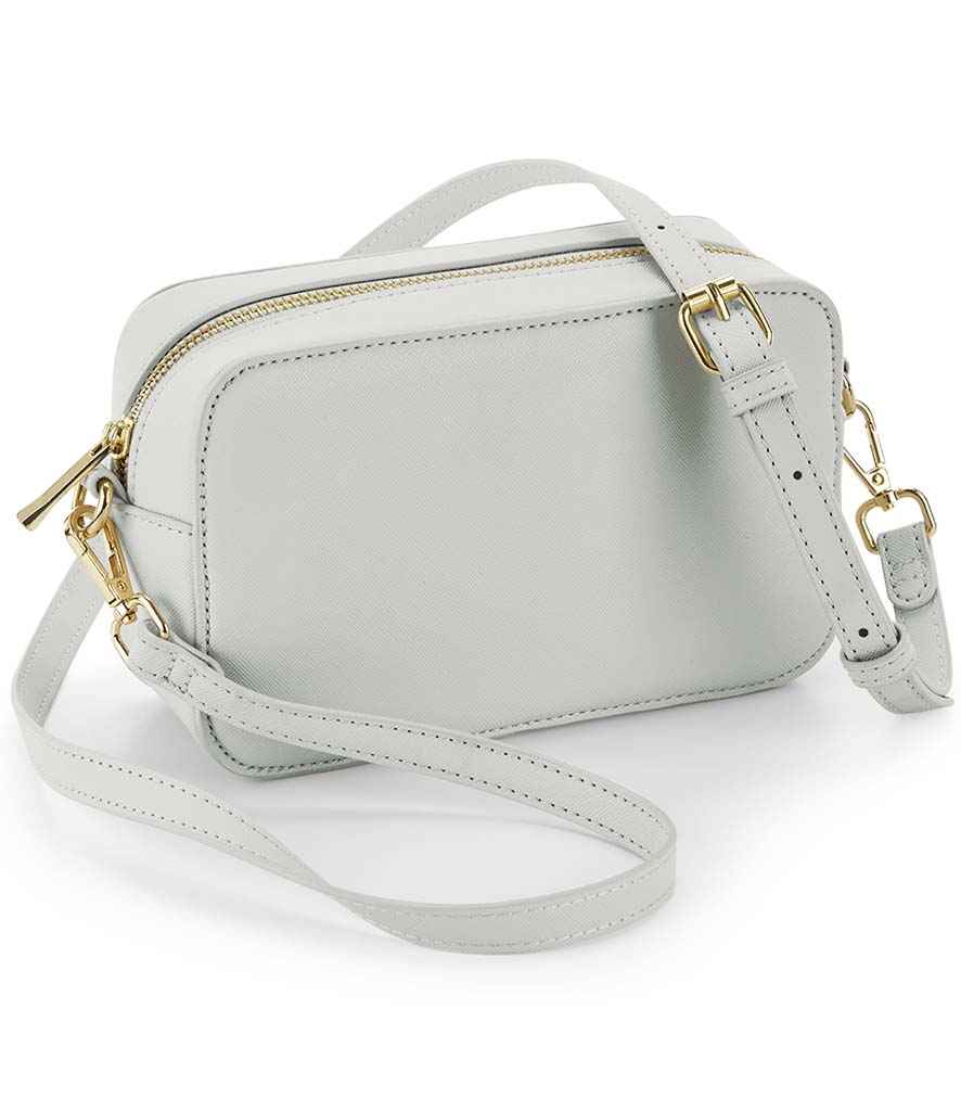 BagBase Boutique Cross Body Bag in ONE Soft Grey by Bagbase — Custom branded clothing by Print Press, featuring premium embroidery produced in our specialist print lab in the UK.