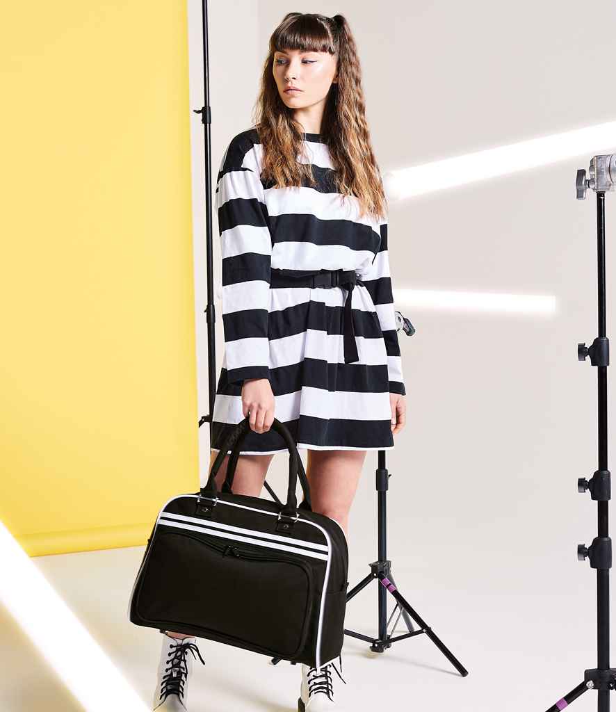 BagBase Retro Bowling Bag in ONE Black White by Bagbase — Custom branded clothing by Print Press, featuring premium embroidery produced in our specialist print lab in the UK.