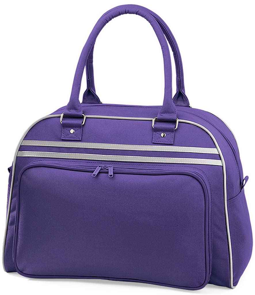 BagBase Retro Bowling Bag in ONE Purple Light Grey by Bagbase — Custom branded clothing by Print Press, featuring premium embroidery produced in our specialist print lab in the UK.