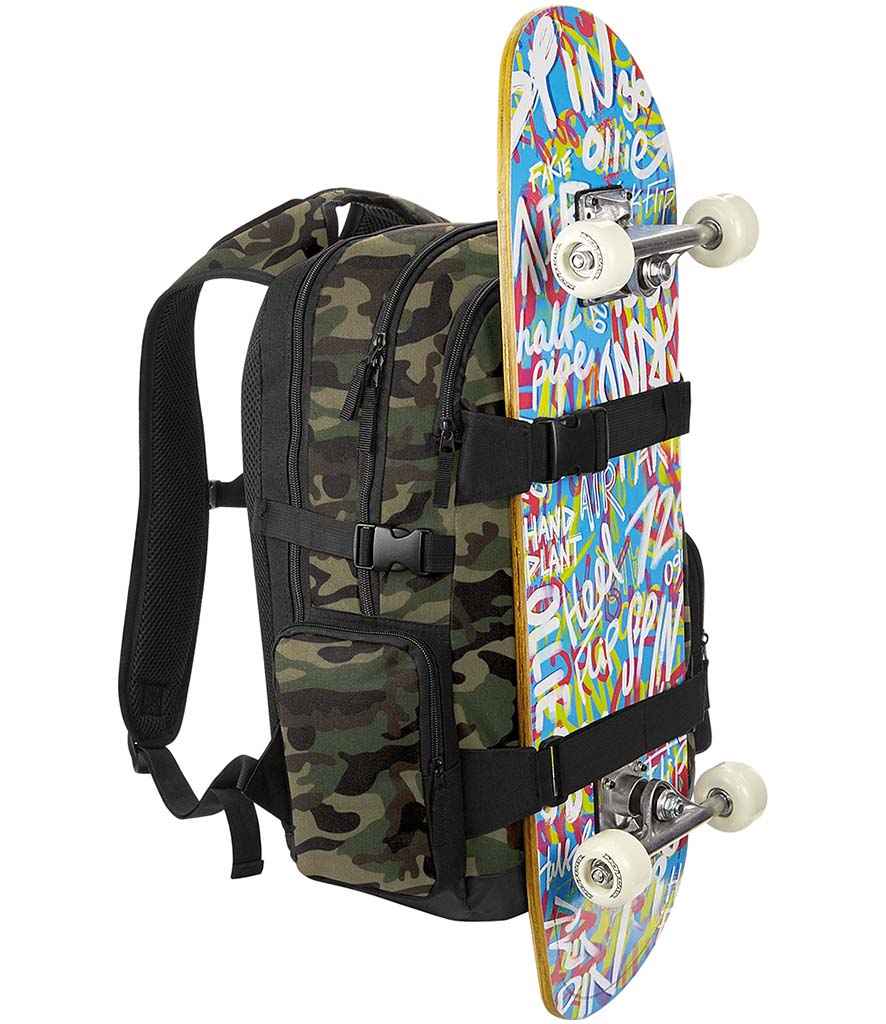 BagBase Old School Boardpack in ONE Jungle Camo by Bagbase — Custom branded clothing by Print Press, featuring premium embroidery produced in our specialist print lab in the UK.