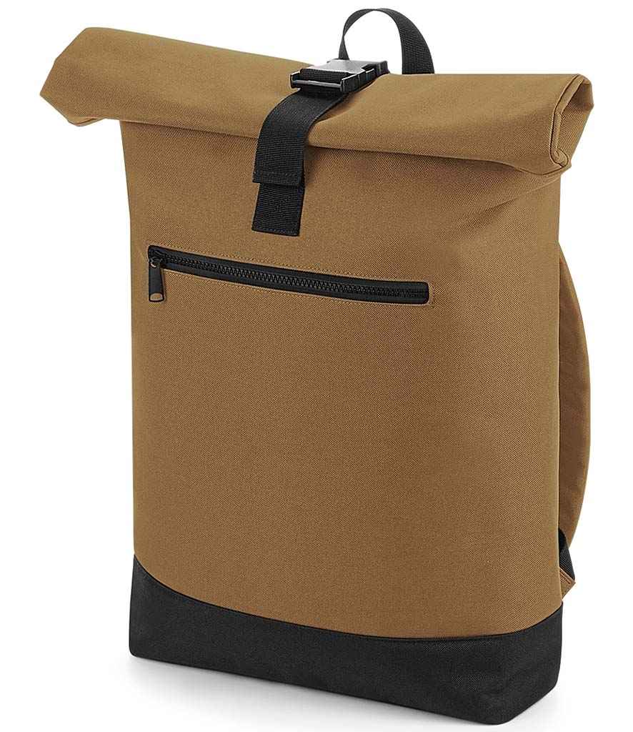 BagBase Roll-Top Backpack in ONE Caramel by Bagbase — Custom branded clothing by Print Press, featuring premium embroidery produced in our specialist print lab in the UK.