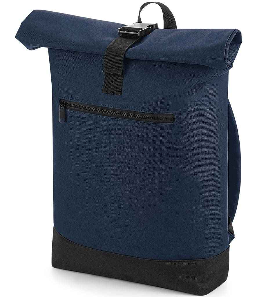BagBase Roll-Top Backpack in ONE French Navy by Bagbase — Custom branded clothing by Print Press, featuring premium embroidery produced in our specialist print lab in the UK.