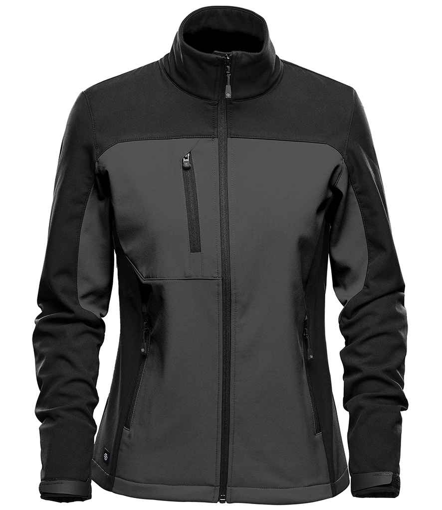 Stormtech Ladies Cascades Soft Shell Jacket in Dolphin Black by Stormtech — Custom branded clothing by Print Press, featuring premium embroidery produced in our specialist print lab in the UK.