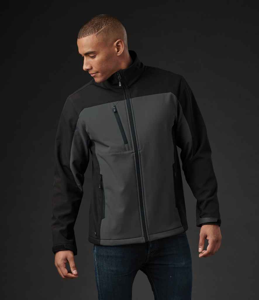 Stormtech Cascades Soft Shell Jacket in Dolphin Black by Stormtech — Custom branded clothing by Print Press, featuring premium embroidery produced in our specialist print lab in the UK.