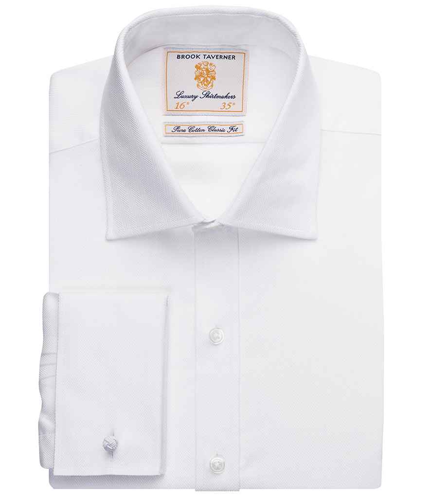 Brook Taverner Andora Long Sleeve Herringbone Shirt in by Brook Taverner — Custom branded clothing by Print Press, featuring premium embroidery produced in our specialist print lab in the UK.