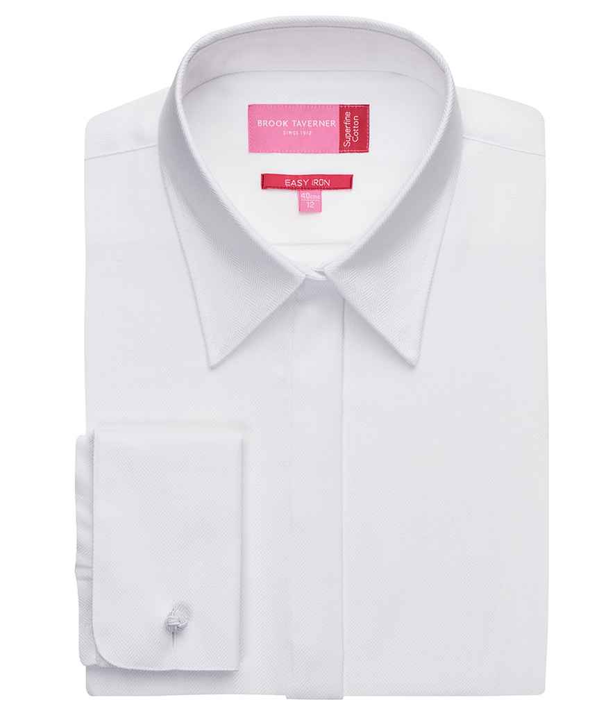 Brook Taverner Ladies Villeta Long Sleeve Herringbone Shirt in by Brook Taverner — Custom branded clothing by Print Press, featuring premium embroidery produced in our specialist print lab in the UK.