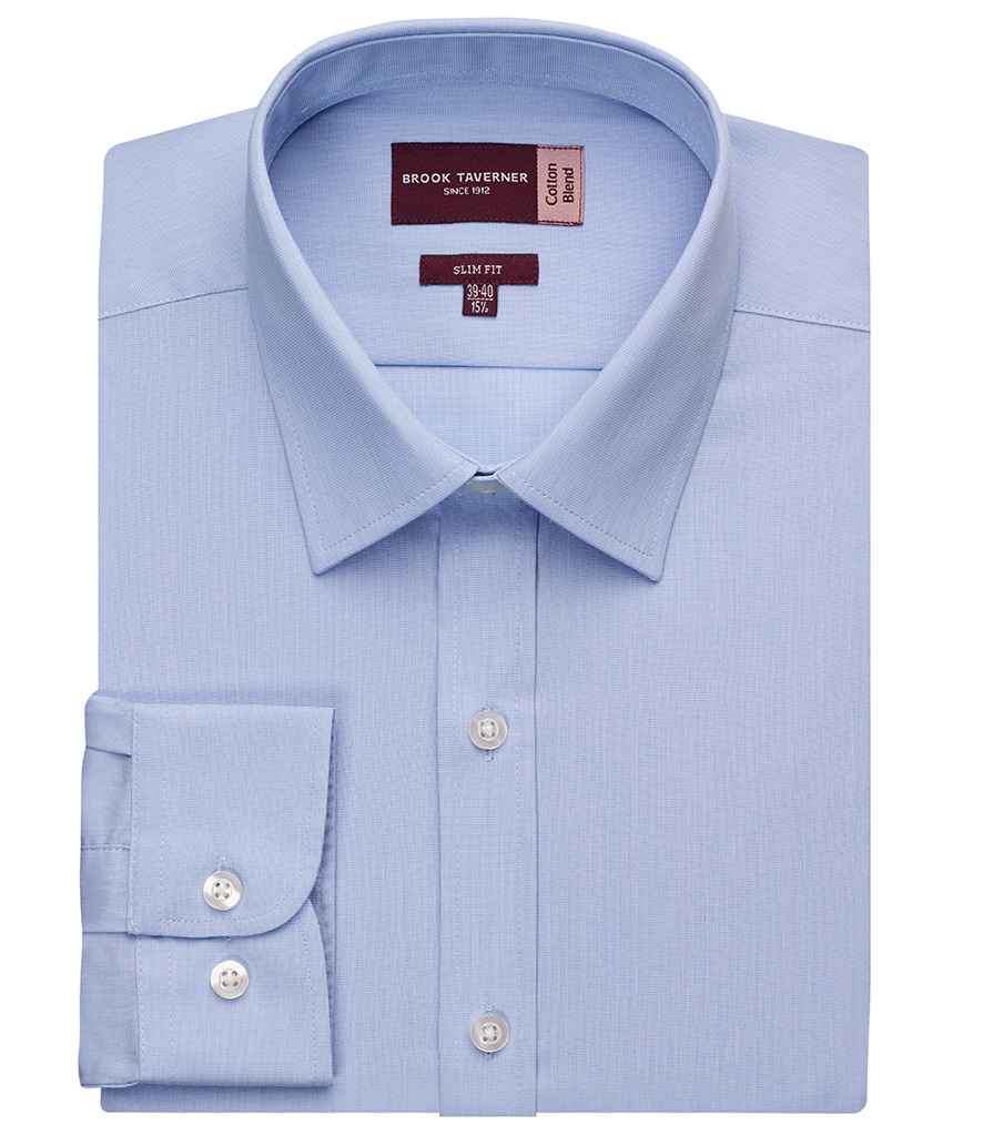 Brook Taverner Pisa Long Sleeve Slim Fit Shirt in by Brook Taverner — Custom branded clothing by Print Press, featuring premium embroidery produced in our specialist print lab in the UK.