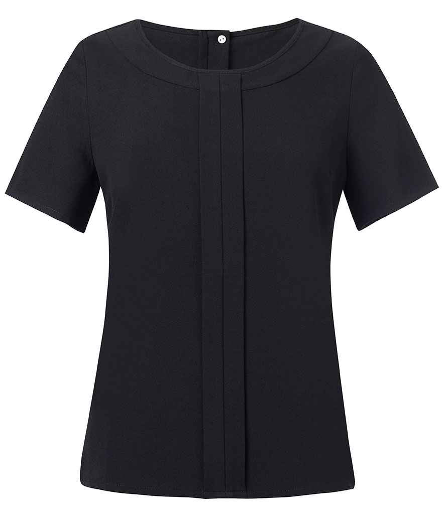 Brook Taverner Ladies Verona Short Sleeve Shirt in Black by Brook Taverner — Custom branded clothing by Print Press, featuring premium embroidery produced in our specialist print lab in the UK.