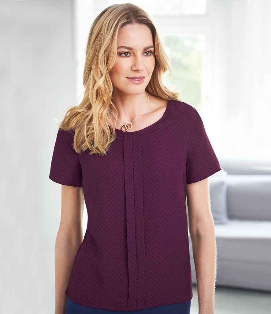 Brook Taverner Ladies Verona Short Sleeve Shirt in Burgundy by Brook Taverner — Custom branded clothing by Print Press, featuring premium embroidery produced in our specialist print lab in the UK.
