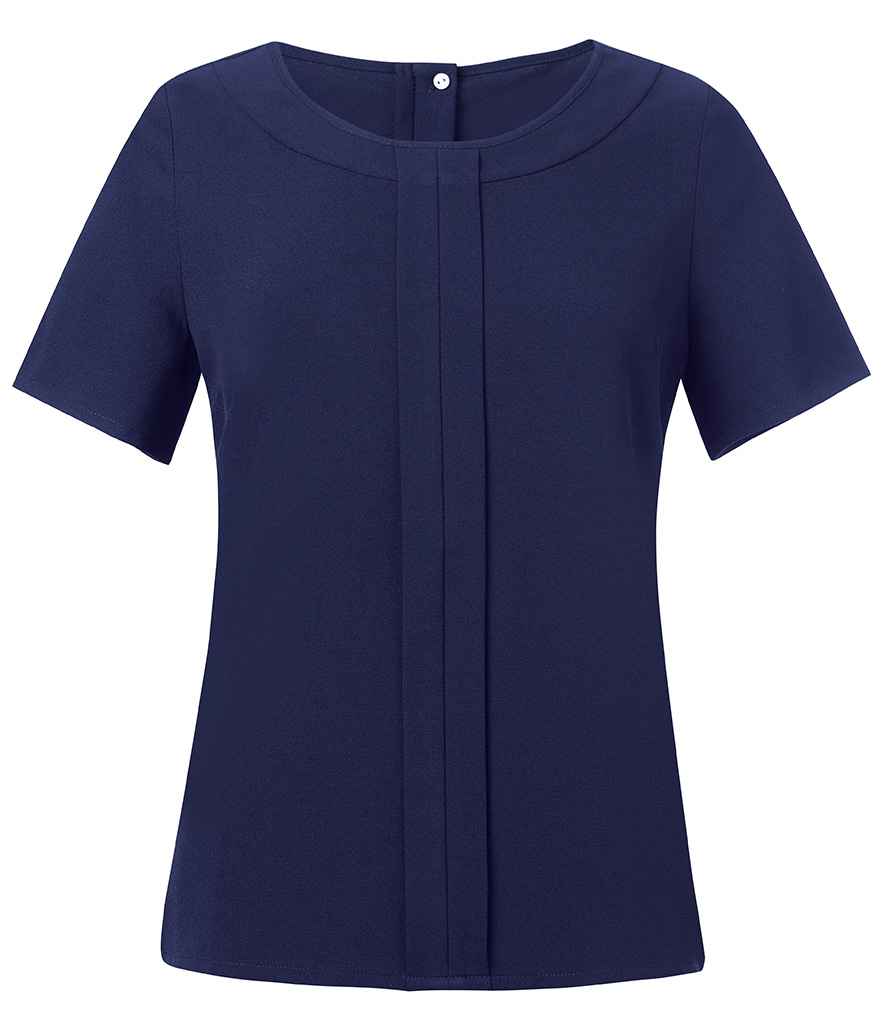 Brook Taverner Ladies Verona Short Sleeve Shirt in Navy by Brook Taverner — Custom branded clothing by Print Press, featuring premium embroidery produced in our specialist print lab in the UK.
