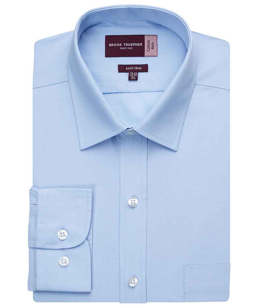 Brook Taverner Rapino Long Sleeve Poplin Shirt in by Brook Taverner — Custom branded clothing by Print Press, featuring premium embroidery produced in our specialist print lab in the UK.