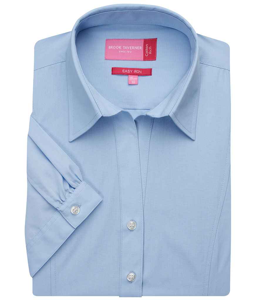 Brook Taverner Ladies Paduli Short Sleeve Poplin Shirt in by Brook Taverner — Custom branded clothing by Print Press, featuring premium embroidery produced in our specialist print lab in the UK.