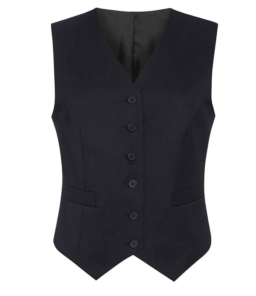 Brook Taverner Ladies Concept Omega Waistcoat in R Black by Brook Taverner — Custom branded clothing by Print Press, featuring premium embroidery produced in our specialist print lab in the UK.