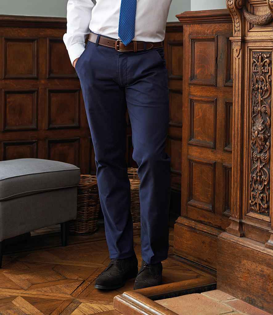 Brook Taverner Miami Slim Fit Chino Trousers in Black by Brook Taverner — Custom branded clothing by Print Press, featuring premium embroidery produced in our specialist print lab in the UK.