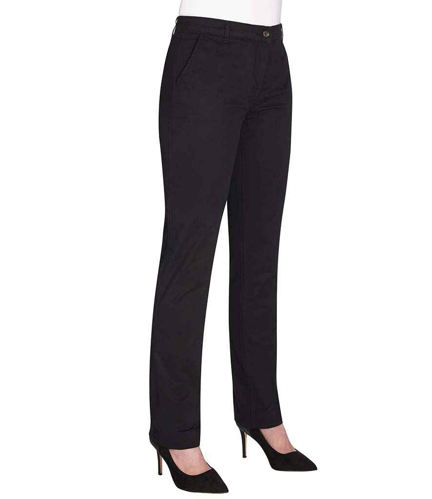 Brook Taverner Ladies Houston Slim Leg Chino Trousers in Black by Brook Taverner — Custom branded clothing by Print Press, featuring premium embroidery produced in our specialist print lab in the UK.