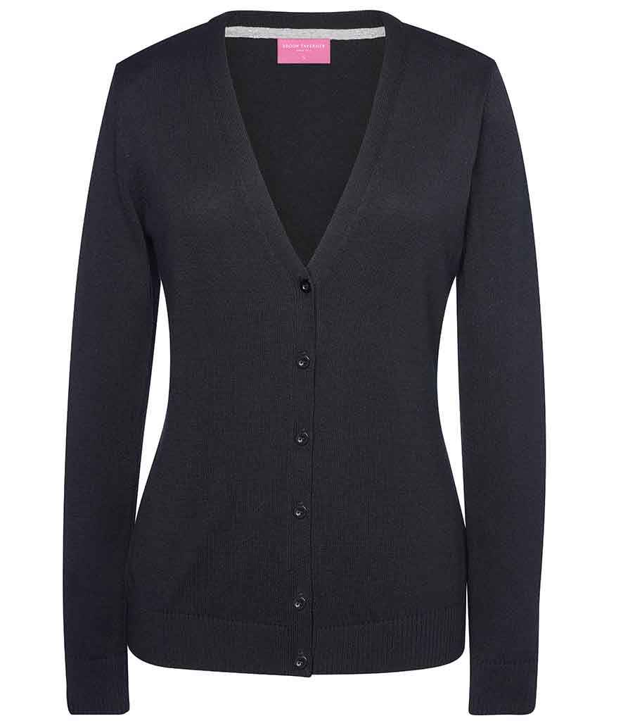 Brook Taverner Ladies Augusta V Neck Cardigan in Black by Brook Taverner — Custom branded clothing by Print Press, featuring premium embroidery produced in our specialist print lab in the UK.