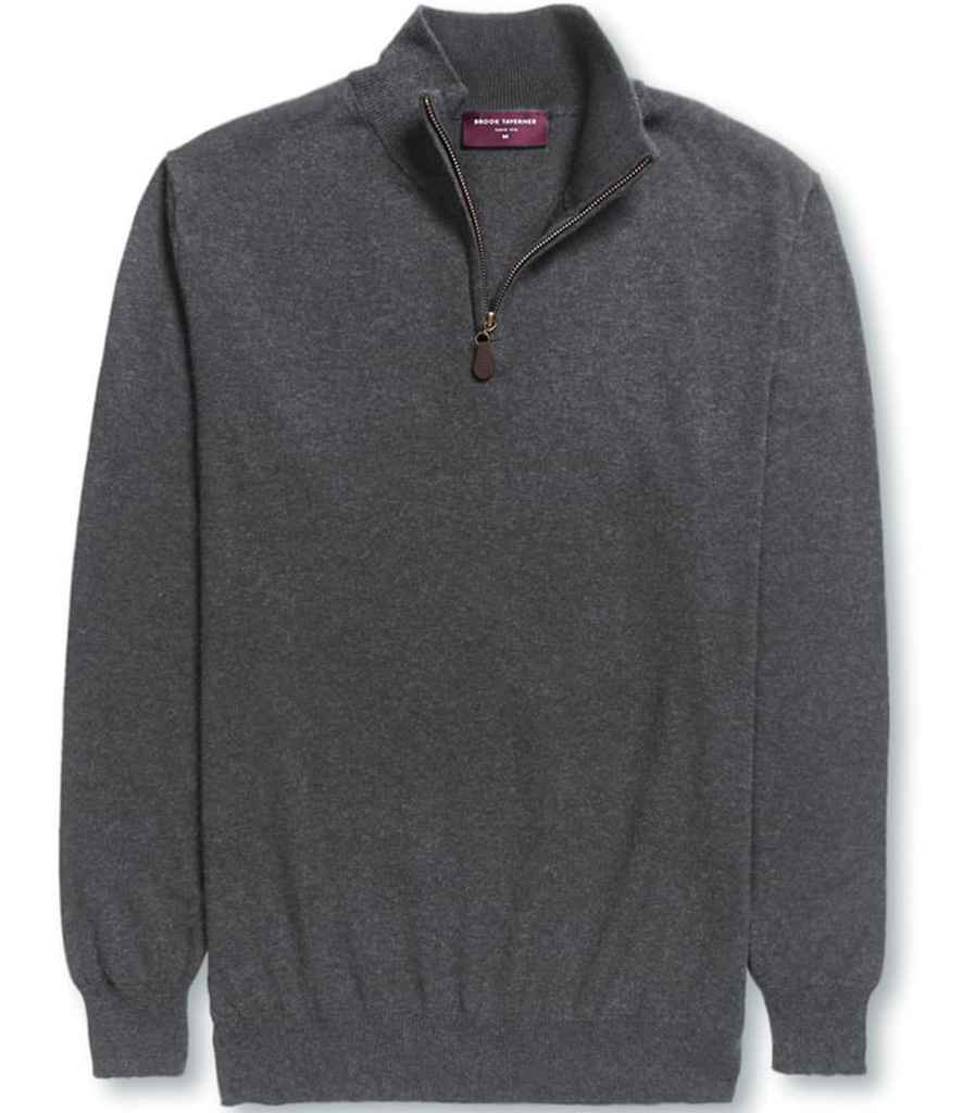 Brook Taverner Dallas Zip Neck Sweater in Charcoal by Brook Taverner — Custom branded clothing by Print Press, featuring premium embroidery produced in our specialist print lab in the UK.