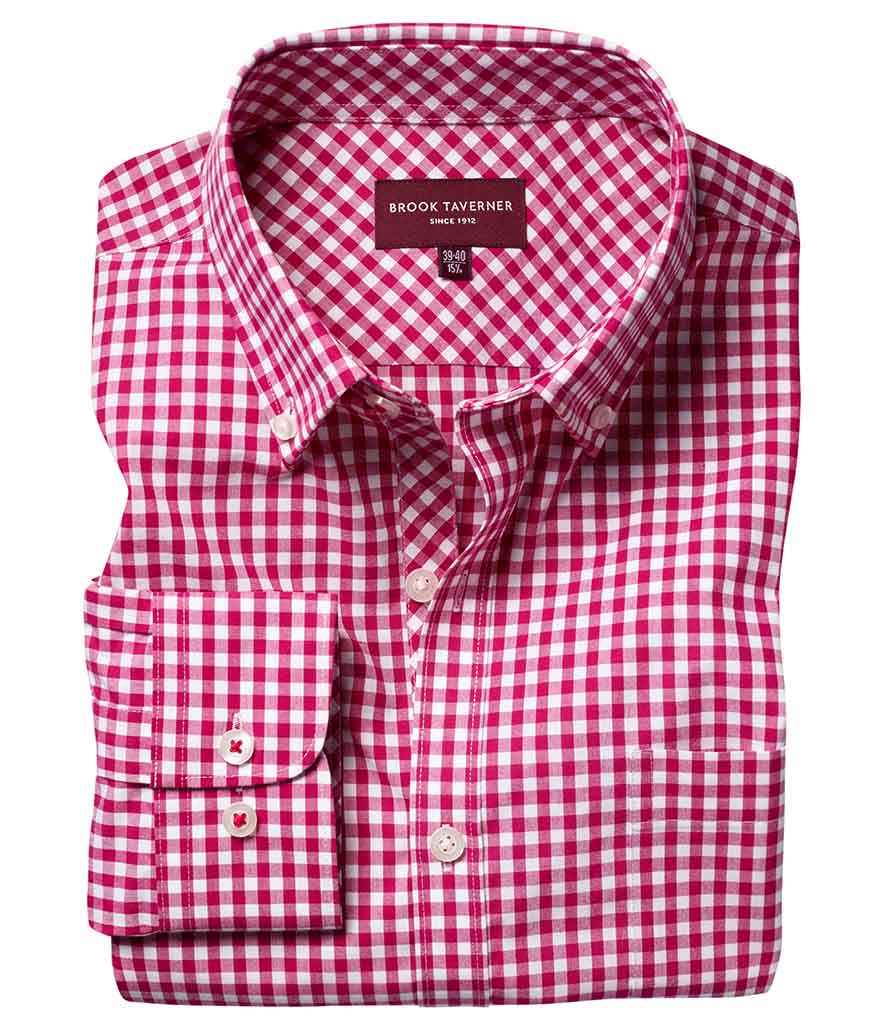 Brook Taverner Montana Gingham Long Sleeve Shirt in by Brook Taverner — Custom branded clothing by Print Press, featuring premium embroidery produced in our specialist print lab in the UK.