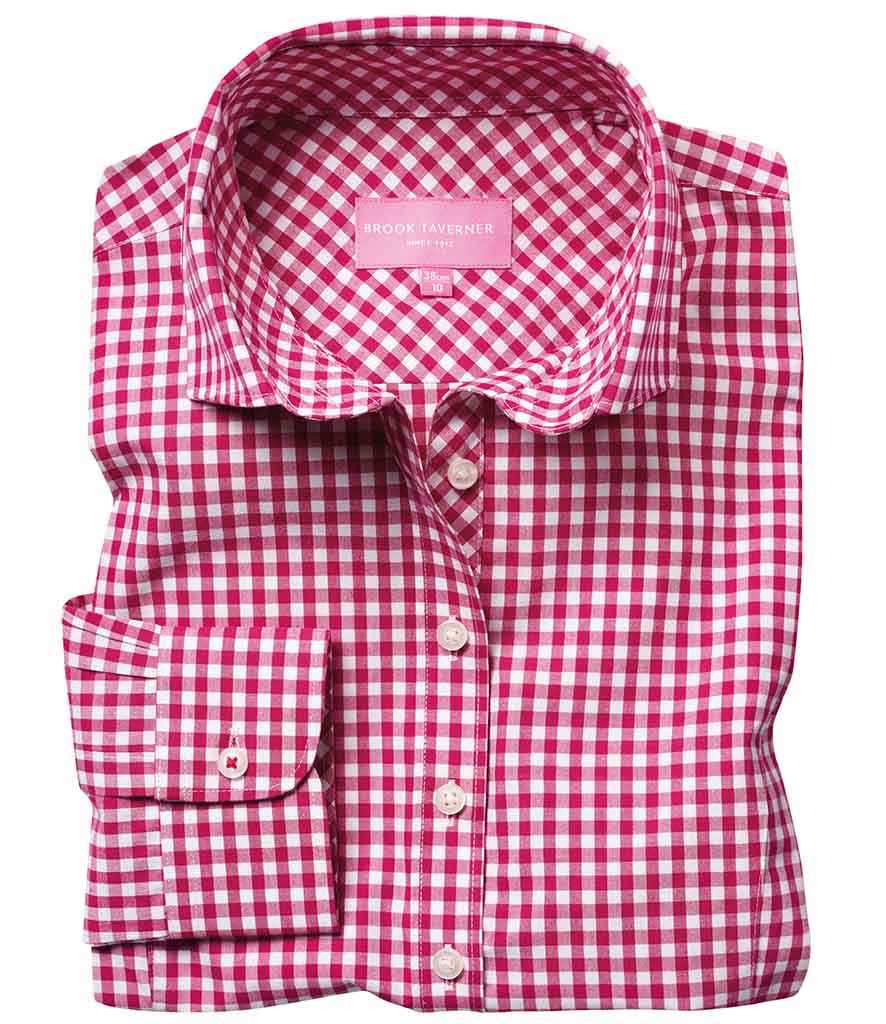 Brook Taverner Ladies Kansas Gingham Long Sleeve Shirt in by Brook Taverner — Custom branded clothing by Print Press, featuring premium embroidery produced in our specialist print lab in the UK.
