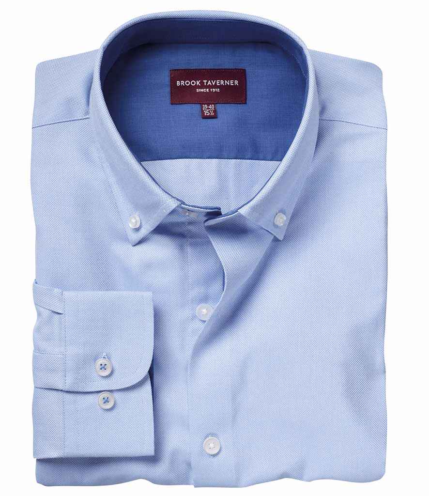 Brook Taverner Toronto Long Sleeve Oxford Shirt in by Brook Taverner — Custom branded clothing by Print Press, featuring premium embroidery produced in our specialist print lab in the UK.