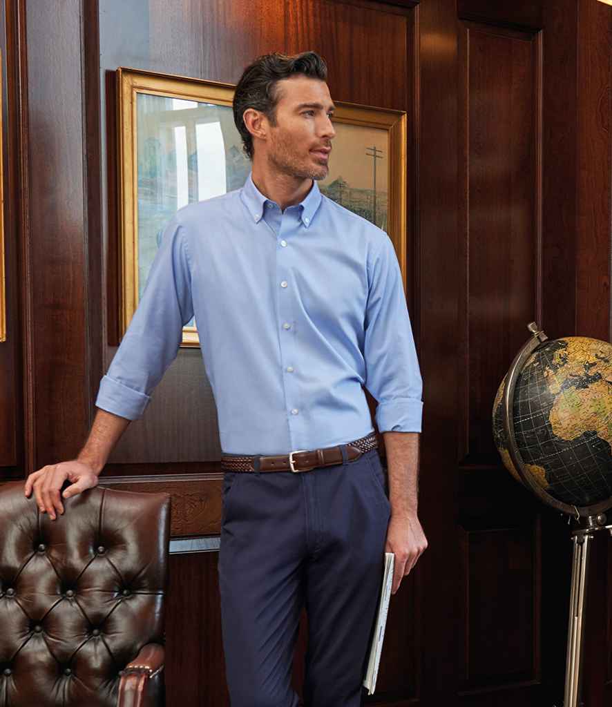 Brook Taverner Toronto Long Sleeve Oxford Shirt in Sky Blue by Brook Taverner — Custom branded clothing by Print Press, featuring premium embroidery produced in our specialist print lab in the UK.