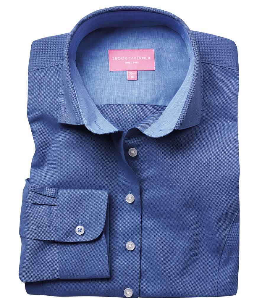 Brook Taverner Ladies Aspen Long Sleeve Oxford Shirt in by Brook Taverner — Custom branded clothing by Print Press, featuring premium embroidery produced in our specialist print lab in the UK.