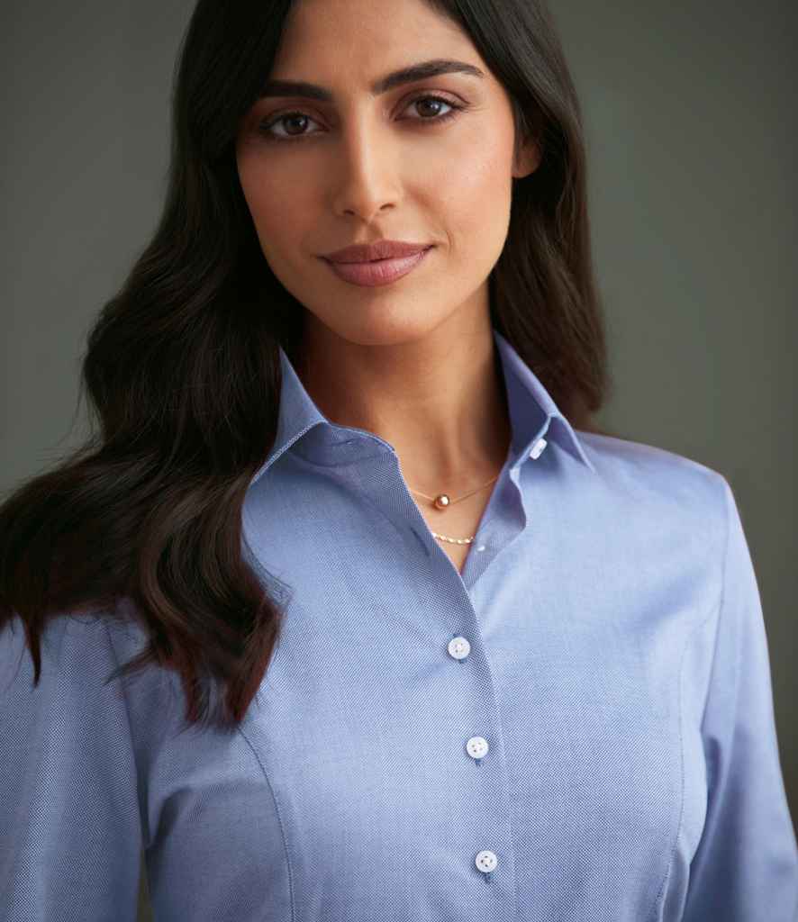 Brook Taverner Ladies Aspen Long Sleeve Oxford Shirt in Sky Blue by Brook Taverner — Custom branded clothing by Print Press, featuring premium embroidery produced in our specialist print lab in the UK.