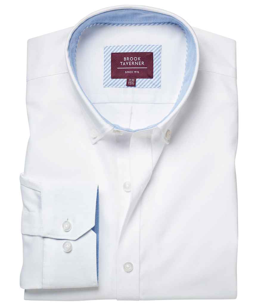 Brook Taverner Lawrence Long Shirt Stretch Oxford Shirt in by Brook Taverner — Custom branded clothing by Print Press, featuring premium embroidery produced in our specialist print lab in the UK.