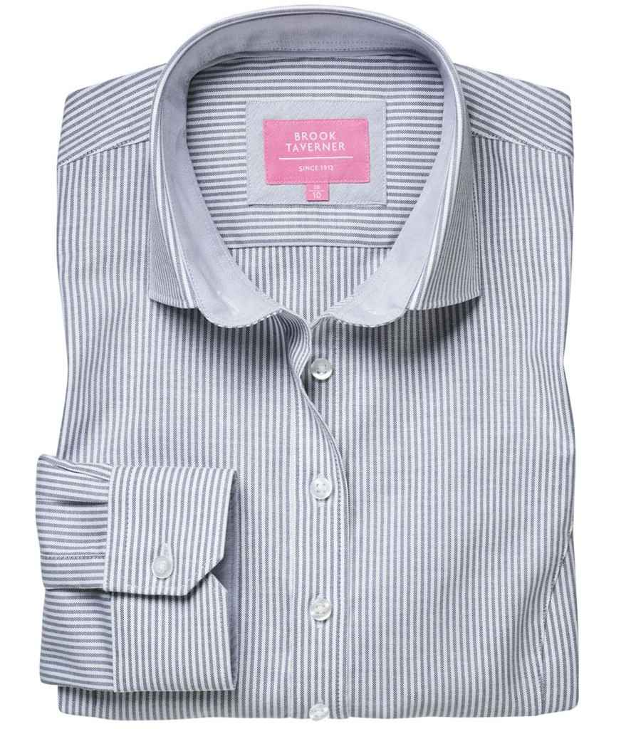 Brook Taverner Ladies Mirabel Long Sleeve Stretch Oxford Shirt in by Brook Taverner — Custom branded clothing by Print Press, featuring premium embroidery produced in our specialist print lab in the UK.