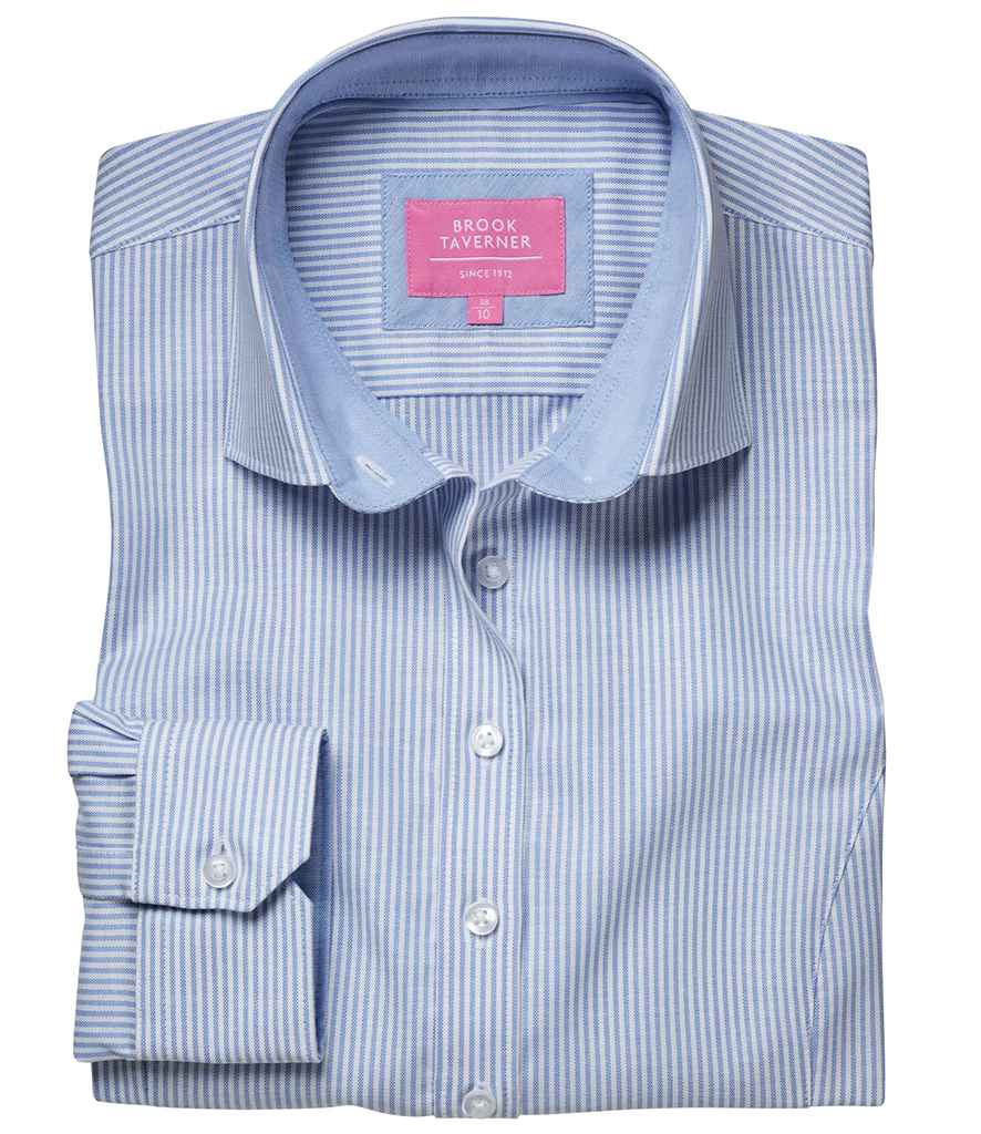 Brook Taverner Ladies Mirabel Long Sleeve Stretch Oxford Shirt in by Brook Taverner — Custom branded clothing by Print Press, featuring premium embroidery produced in our specialist print lab in the UK.