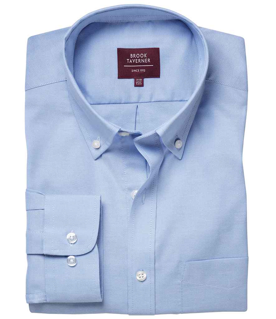 Brook Taverner Whistler Long Sleeve Oxford Shirt in by Brook Taverner — Custom branded clothing by Print Press, featuring premium embroidery produced in our specialist print lab in the UK.
